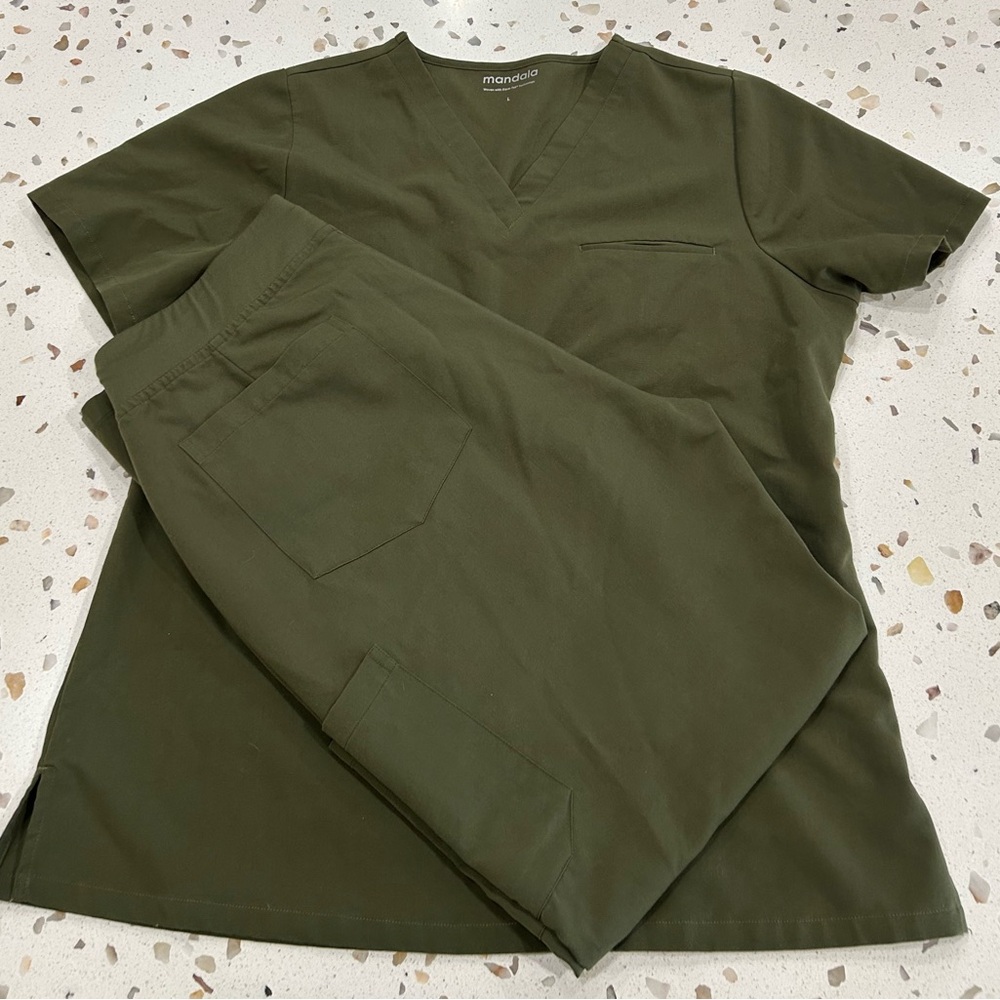 Mandala Olive Green Scrub Set